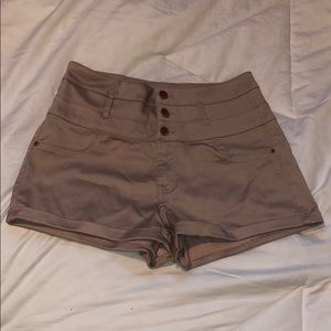 High waisted rose gold shorts